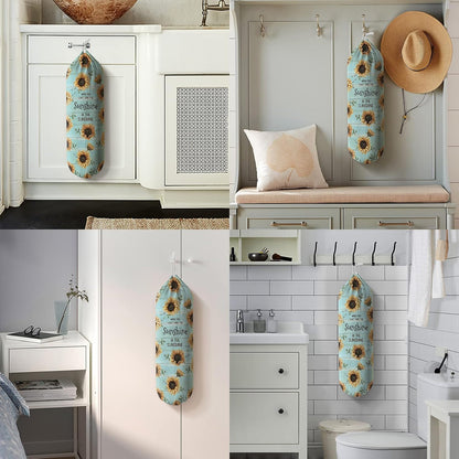 Grocery Bag Holder Storage,Eucalyptus Leaves Plastic Bags Organizer,Farmhouse Sweet Home Kitchen Decor