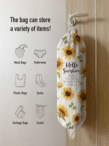 Grocery Bag Holder Storage,Eucalyptus Leaves Plastic Bags Organizer,Farmhouse Sweet Home Kitchen Decor