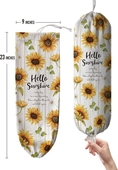 Grocery Bag Holder Storage,Eucalyptus Leaves Plastic Bags Organizer,Farmhouse Sweet Home Kitchen Decor