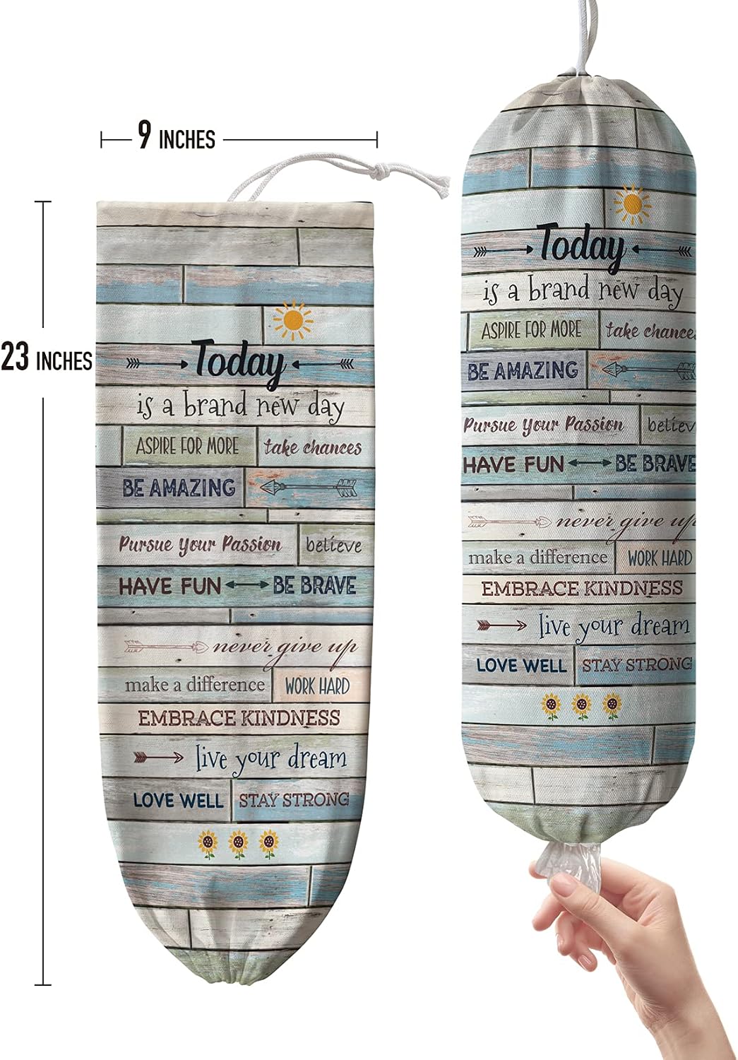 Grocery Bag Holder Storage,Eucalyptus Leaves Plastic Bags Organizer,Farmhouse Sweet Home Kitchen Decor
