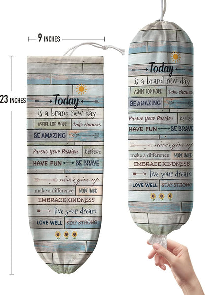 Grocery Bag Holder Storage,Eucalyptus Leaves Plastic Bags Organizer,Farmhouse Sweet Home Kitchen Decor