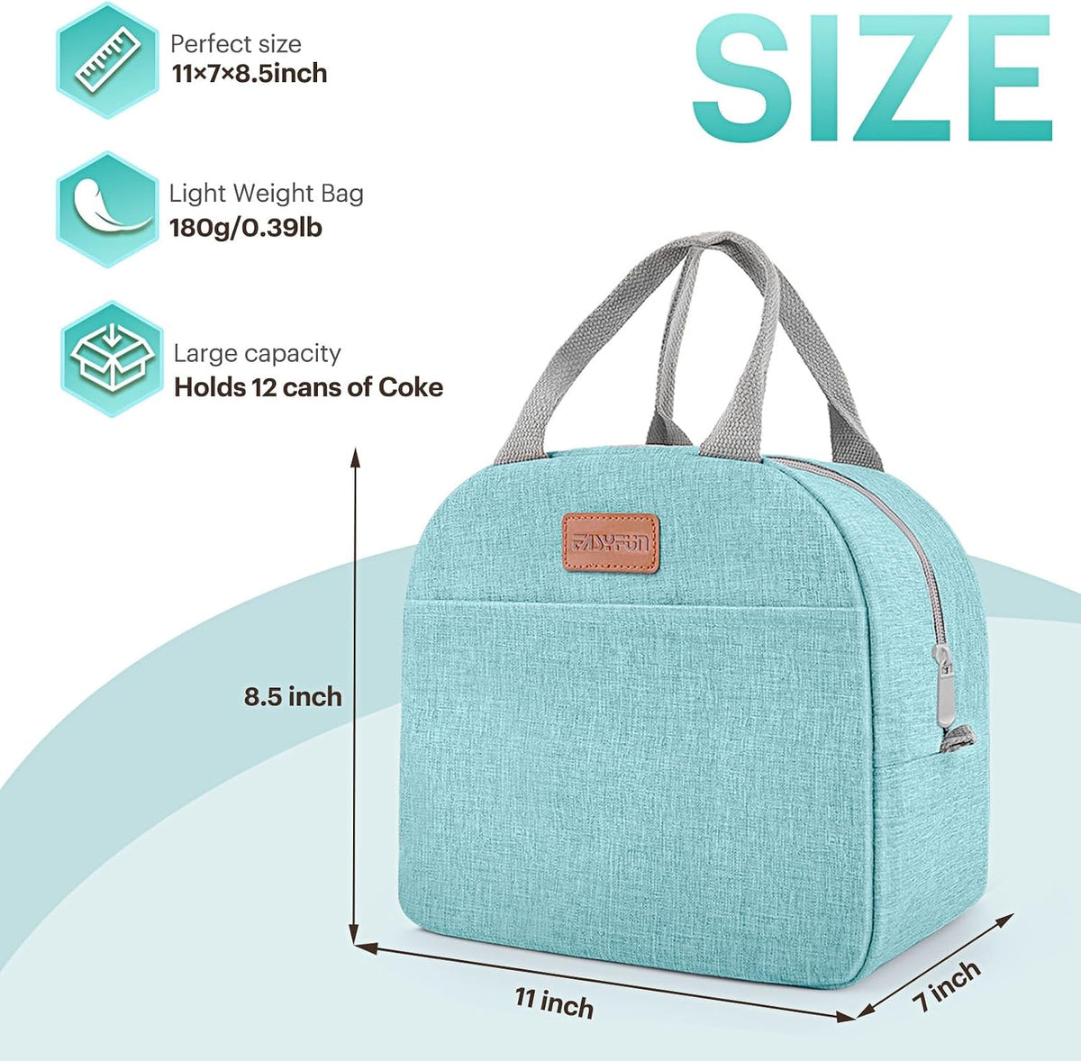 Lunch Bag for Women & Men Adult Insulated Lunch Box, Small Leakproof Cooler Food Lunch Containers Reusable High Capacity Lunch Tote Bags for Work, Travel, Outdoor (Grey)