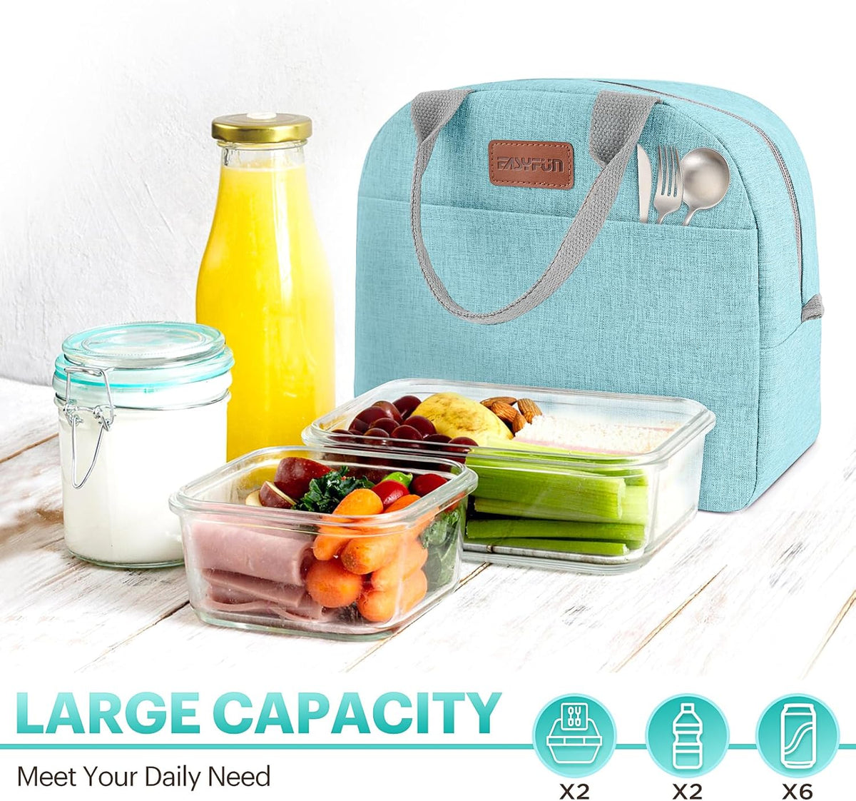 Lunch Bag for Women & Men Adult Insulated Lunch Box, Small Leakproof Cooler Food Lunch Containers Reusable High Capacity Lunch Tote Bags for Work, Travel, Outdoor (Grey)