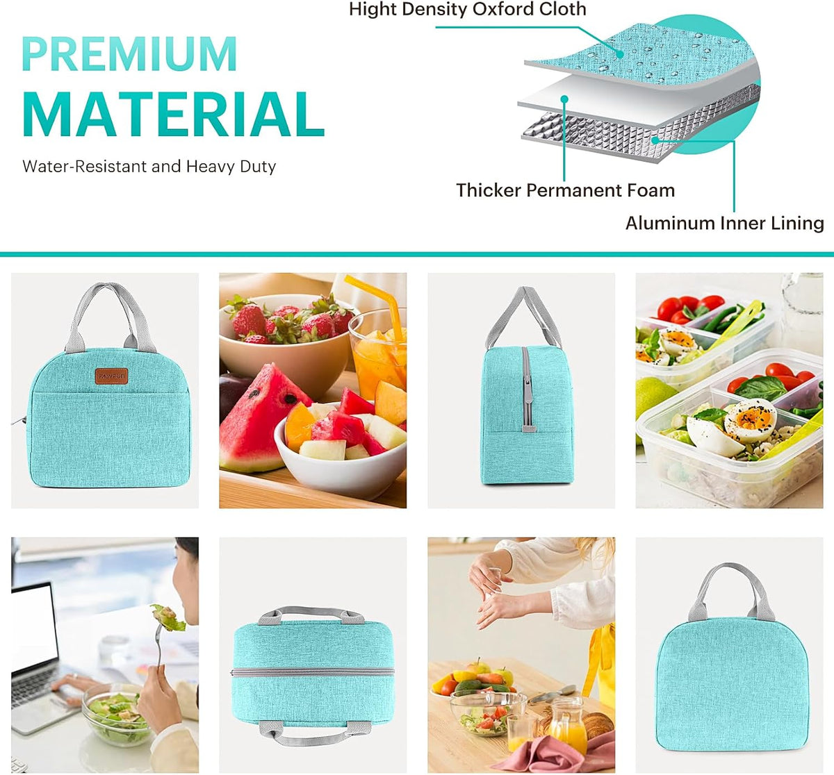 Lunch Bag for Women & Men Adult Insulated Lunch Box, Small Leakproof Cooler Food Lunch Containers Reusable High Capacity Lunch Tote Bags for Work, Travel, Outdoor (Grey)