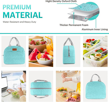 Lunch Bag for Women & Men Adult Insulated Lunch Box, Small Leakproof Cooler Food Lunch Containers Reusable High Capacity Lunch Tote Bags for Work, Travel, Outdoor (Grey)