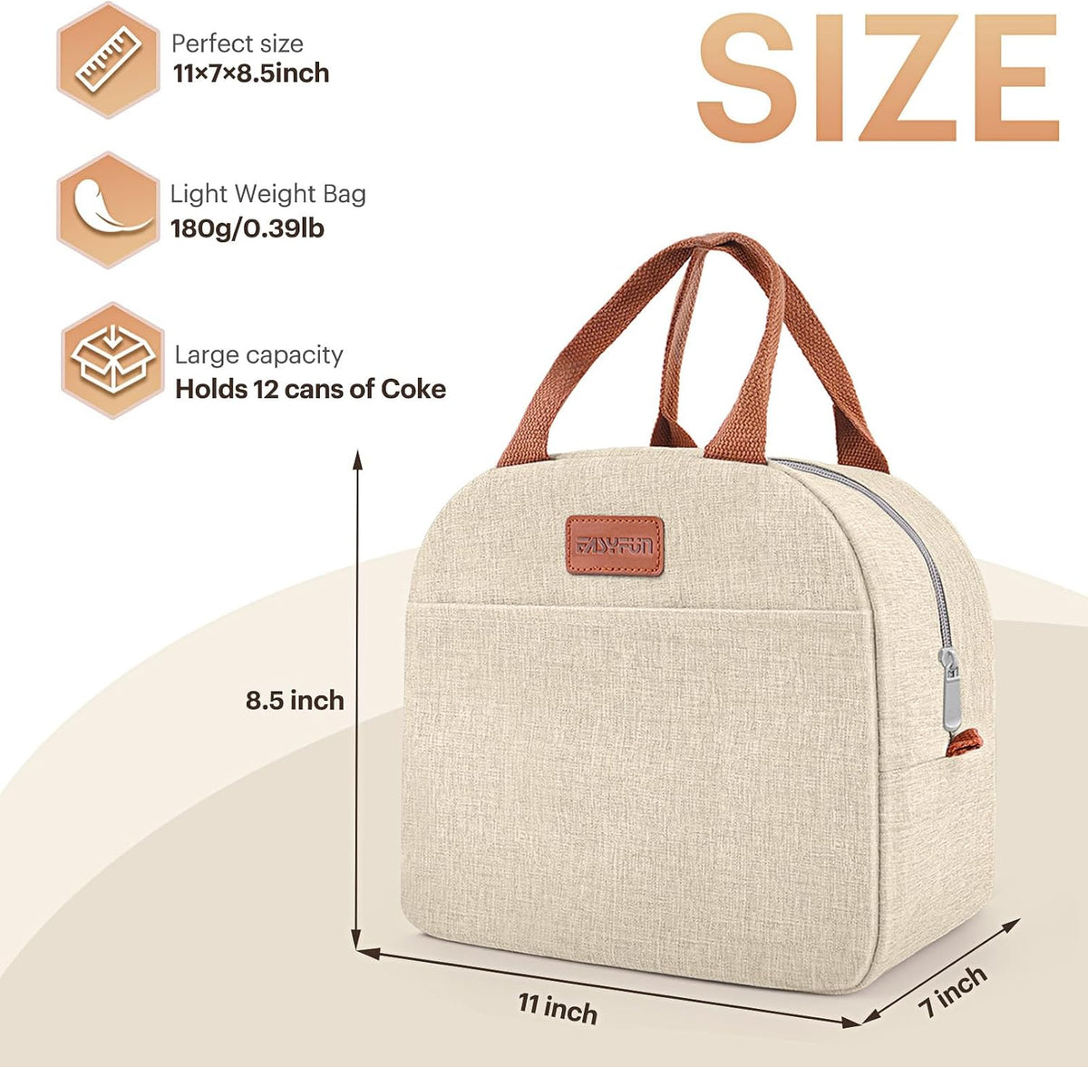 Lunch Bag for Women & Men Adult Insulated Lunch Box, Small Leakproof Cooler Food Lunch Containers Reusable High Capacity Lunch Tote Bags for Work, Travel, Outdoor (Grey)