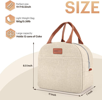 Lunch Bag for Women & Men Adult Insulated Lunch Box, Small Leakproof Cooler Food Lunch Containers Reusable High Capacity Lunch Tote Bags for Work, Travel, Outdoor (Grey)