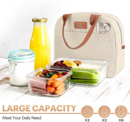 Lunch Bag for Women & Men Adult Insulated Lunch Box, Small Leakproof Cooler Food Lunch Containers Reusable High Capacity Lunch Tote Bags for Work, Travel, Outdoor (Grey)