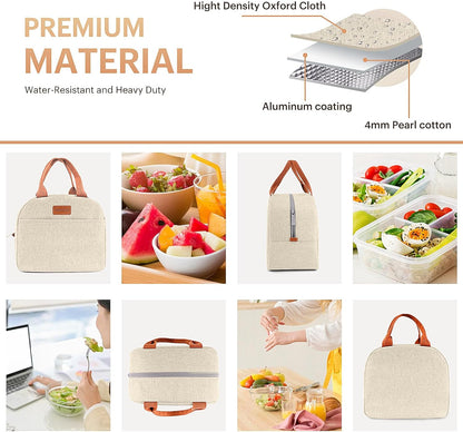 Lunch Bag for Women & Men Adult Insulated Lunch Box, Small Leakproof Cooler Food Lunch Containers Reusable High Capacity Lunch Tote Bags for Work, Travel, Outdoor (Grey)
