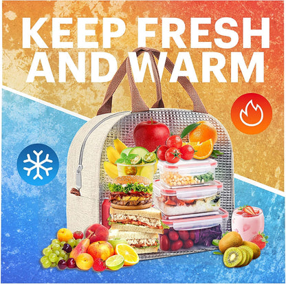Lunch Bag for Women & Men Adult Insulated Lunch Box, Small Leakproof Cooler Food Lunch Containers Reusable High Capacity Lunch Tote Bags for Work, Travel, Outdoor (Grey)