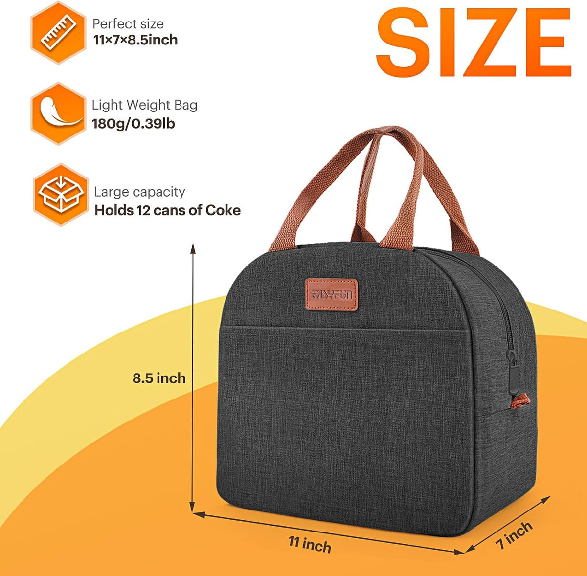Lunch Bag for Women & Men Adult Insulated Lunch Box, Small Leakproof Cooler Food Lunch Containers Reusable High Capacity Lunch Tote Bags for Work, Travel, Outdoor (Grey)