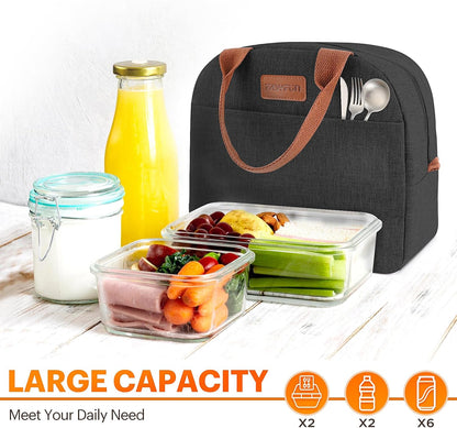 Lunch Bag for Women & Men Adult Insulated Lunch Box, Small Leakproof Cooler Food Lunch Containers Reusable High Capacity Lunch Tote Bags for Work, Travel, Outdoor (Grey)