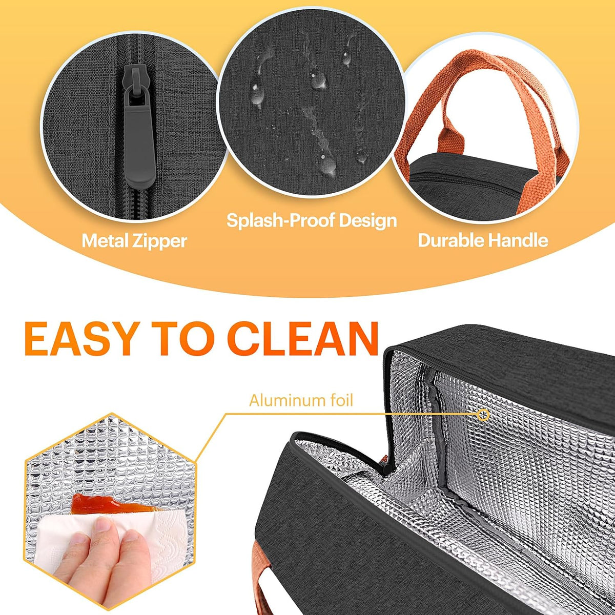 Lunch Bag for Women & Men Adult Insulated Lunch Box, Small Leakproof Cooler Food Lunch Containers Reusable High Capacity Lunch Tote Bags for Work, Travel, Outdoor (Grey)