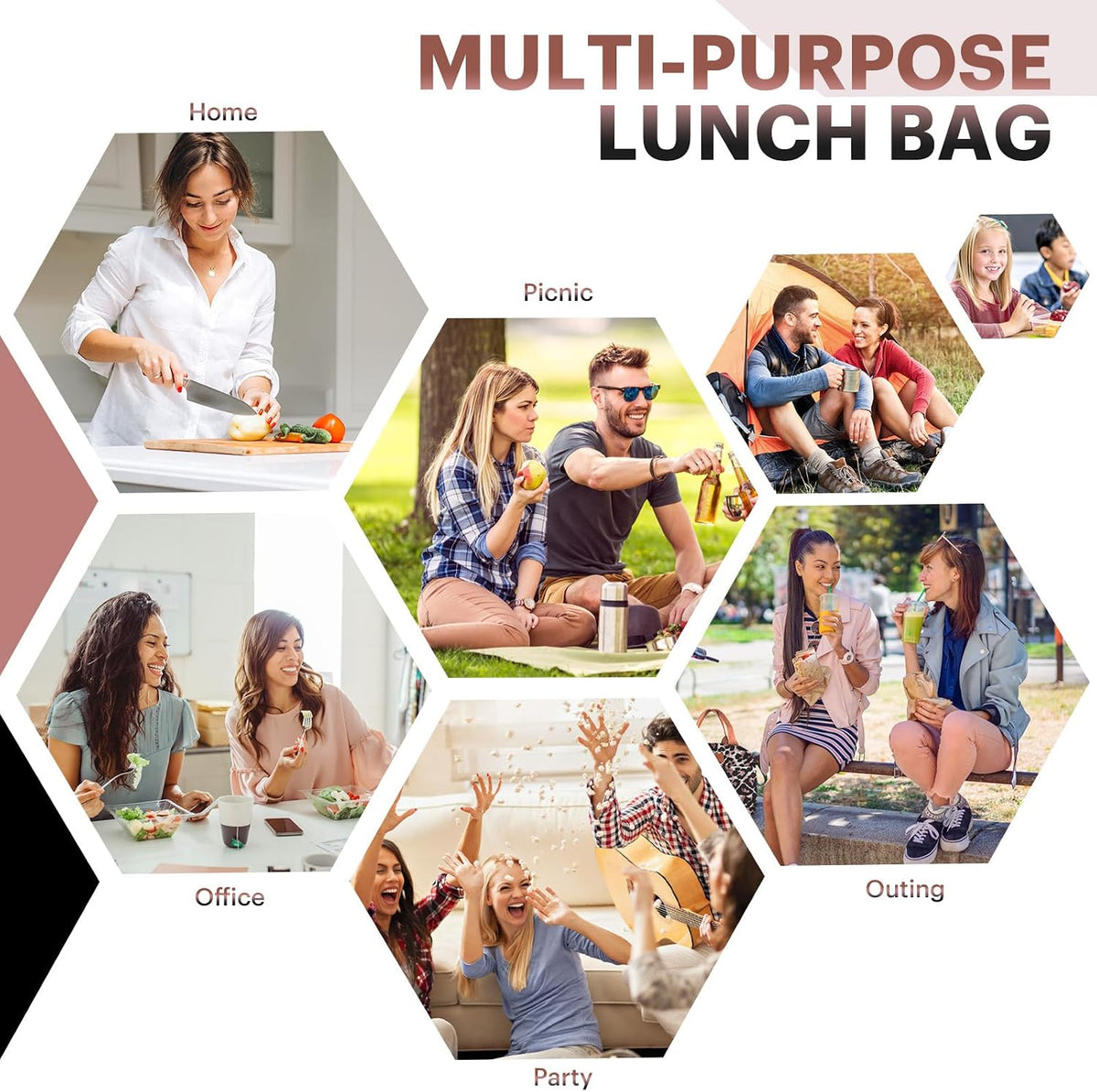 Lunch Bag for Women & Men Adult Insulated Lunch Box, Small Leakproof Cooler Food Lunch Containers Reusable High Capacity Lunch Tote Bags for Work, Travel, Outdoor (Grey)