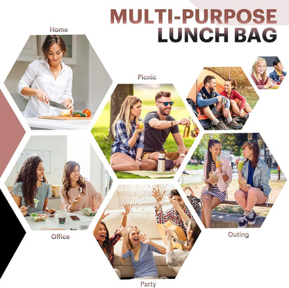 Lunch Bag for Women & Men Adult Insulated Lunch Box, Small Leakproof Cooler Food Lunch Containers Reusable High Capacity Lunch Tote Bags for Work, Travel, Outdoor (Grey)