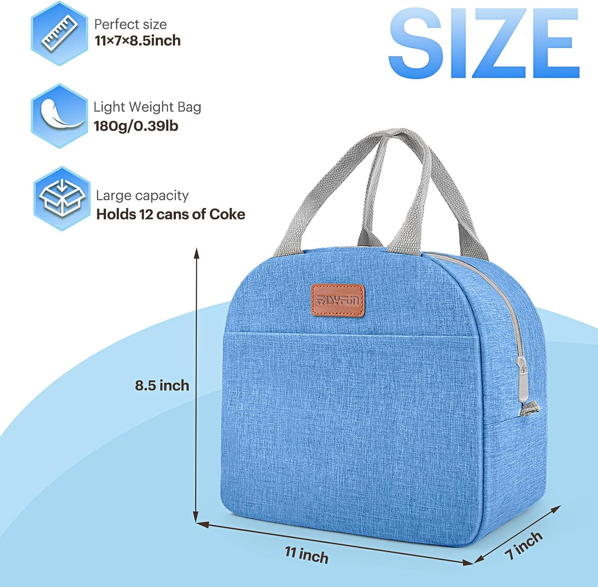 Lunch Bag for Women & Men Adult Insulated Lunch Box, Small Leakproof Cooler Food Lunch Containers Reusable High Capacity Lunch Tote Bags for Work, Travel, Outdoor (Grey)