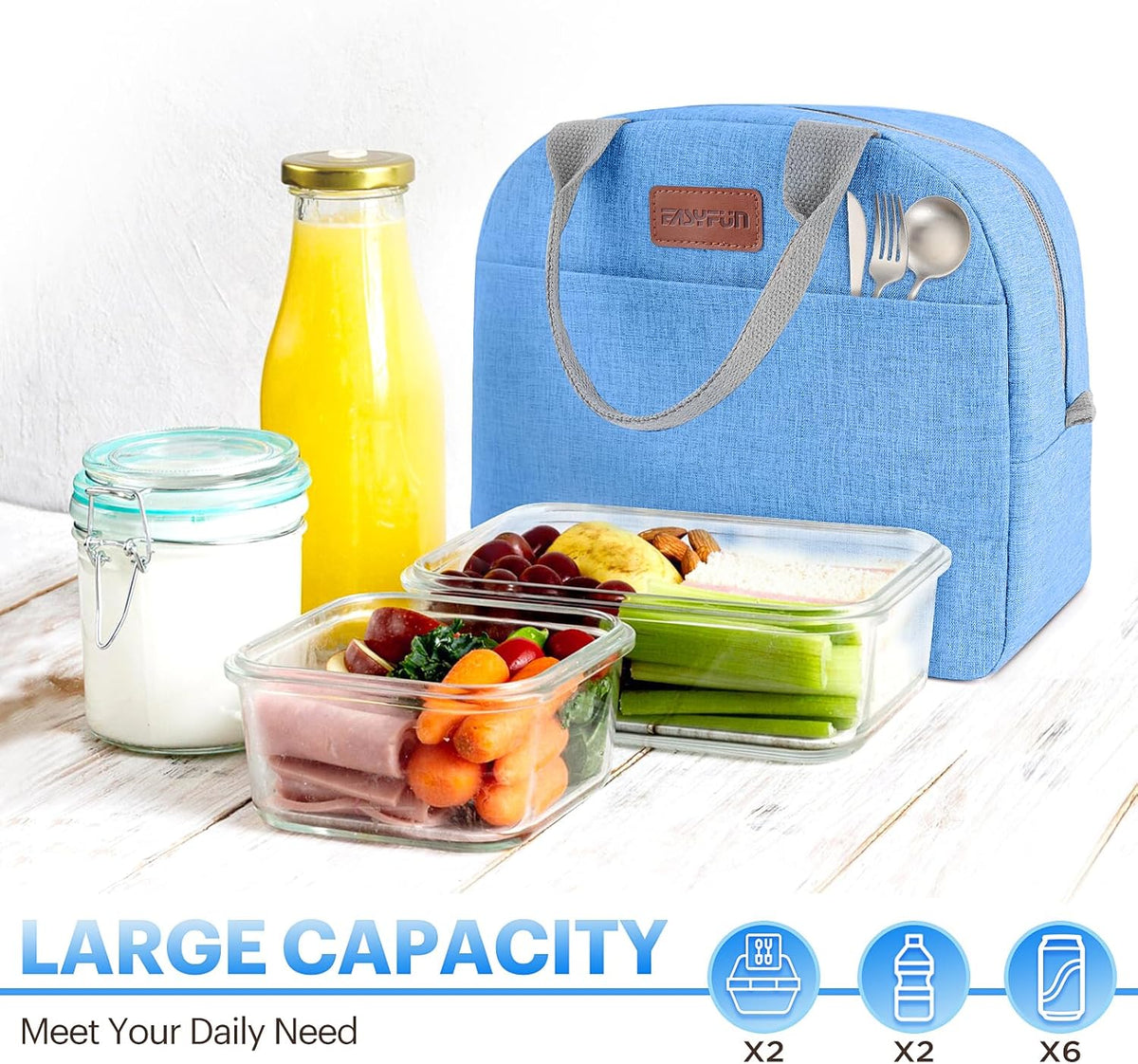 Lunch Bag for Women & Men Adult Insulated Lunch Box, Small Leakproof Cooler Food Lunch Containers Reusable High Capacity Lunch Tote Bags for Work, Travel, Outdoor (Grey)