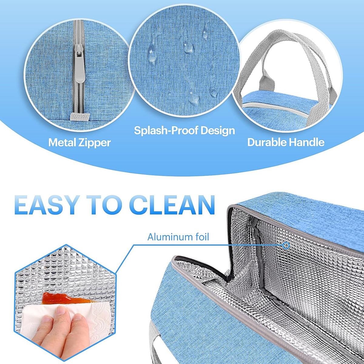 Lunch Bag for Women & Men Adult Insulated Lunch Box, Small Leakproof Cooler Food Lunch Containers Reusable High Capacity Lunch Tote Bags for Work, Travel, Outdoor (Grey)
