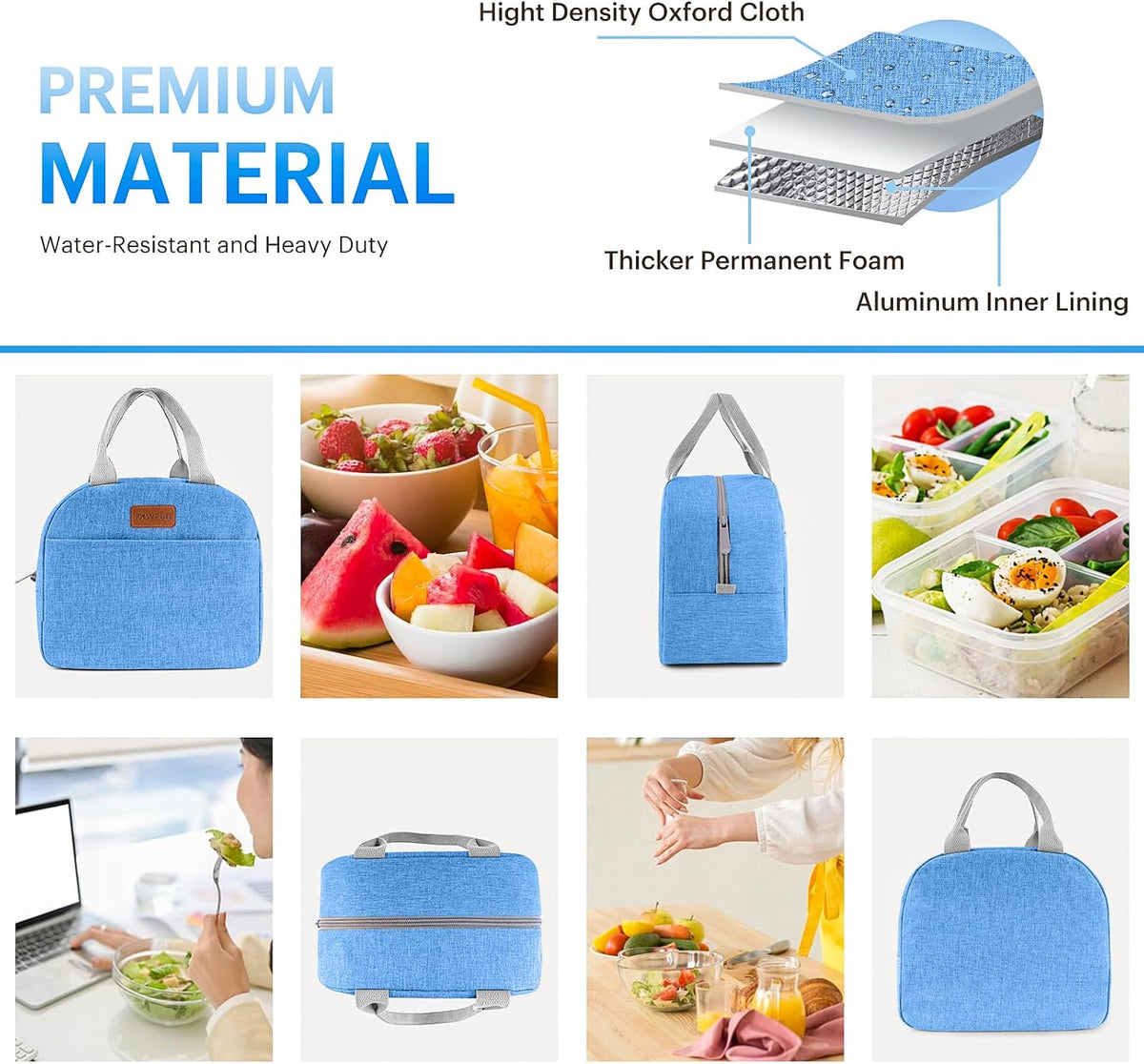 Lunch Bag for Women & Men Adult Insulated Lunch Box, Small Leakproof Cooler Food Lunch Containers Reusable High Capacity Lunch Tote Bags for Work, Travel, Outdoor (Grey)