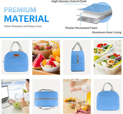 Lunch Bag for Women & Men Adult Insulated Lunch Box, Small Leakproof Cooler Food Lunch Containers Reusable High Capacity Lunch Tote Bags for Work, Travel, Outdoor (Grey)
