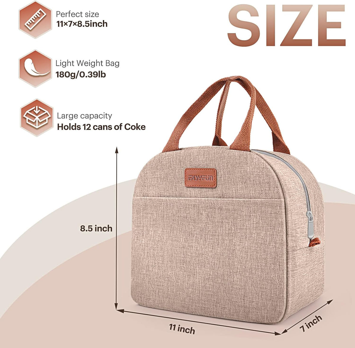 Lunch Bag for Women & Men Adult Insulated Lunch Box, Small Leakproof Cooler Food Lunch Containers Reusable High Capacity Lunch Tote Bags for Work, Travel, Outdoor (Grey)