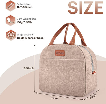 Lunch Bag for Women & Men Adult Insulated Lunch Box, Small Leakproof Cooler Food Lunch Containers Reusable High Capacity Lunch Tote Bags for Work, Travel, Outdoor (Grey)