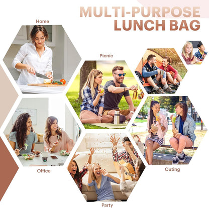 Lunch Bag for Women & Men Adult Insulated Lunch Box, Small Leakproof Cooler Food Lunch Containers Reusable High Capacity Lunch Tote Bags for Work, Travel, Outdoor (Grey)