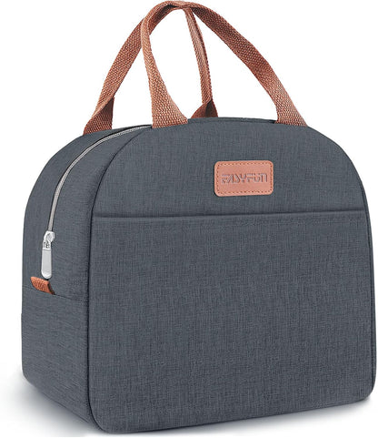 Lunch Bag for Women & Men Adult Insulated Lunch Box, Small Leakproof Cooler Food Lunch Containers Reusable High Capacity Lunch Tote Bags for Work, Travel, Outdoor (Grey)