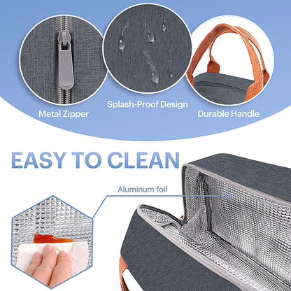 Lunch Bag for Women & Men Adult Insulated Lunch Box, Small Leakproof Cooler Food Lunch Containers Reusable High Capacity Lunch Tote Bags for Work, Travel, Outdoor (Grey)
