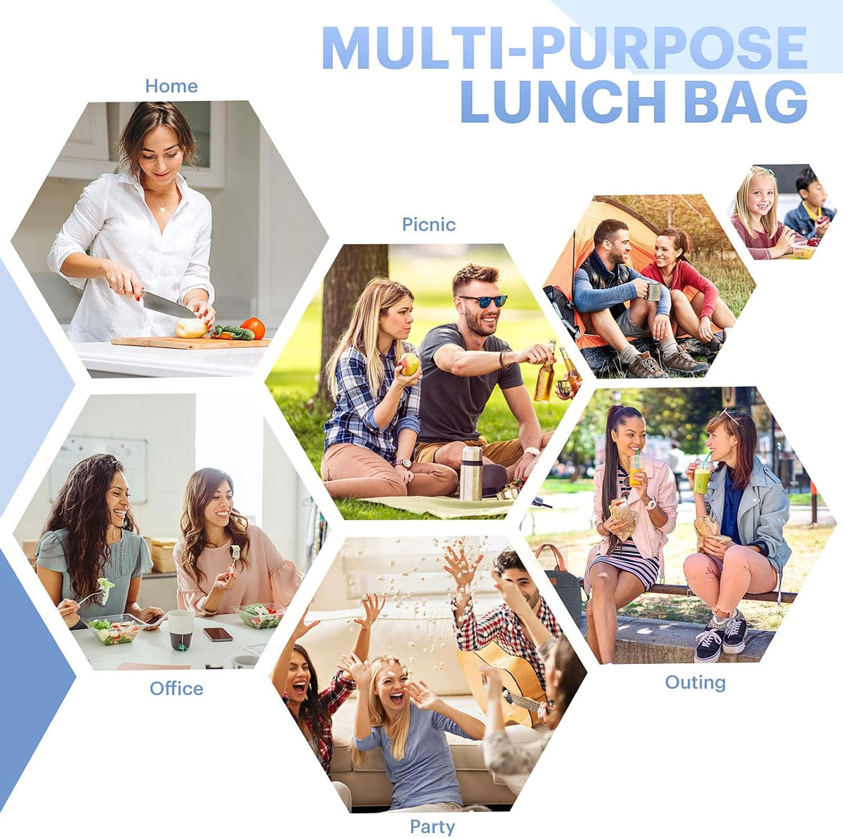 Lunch Bag for Women & Men Adult Insulated Lunch Box, Small Leakproof Cooler Food Lunch Containers Reusable High Capacity Lunch Tote Bags for Work, Travel, Outdoor (Grey)