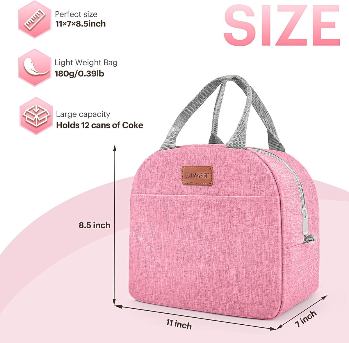 Lunch Bag for Women & Men Adult Insulated Lunch Box, Small Leakproof Cooler Food Lunch Containers Reusable High Capacity Lunch Tote Bags for Work, Travel, Outdoor (Grey)