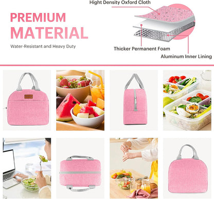 Lunch Bag for Women & Men Adult Insulated Lunch Box, Small Leakproof Cooler Food Lunch Containers Reusable High Capacity Lunch Tote Bags for Work, Travel, Outdoor (Grey)