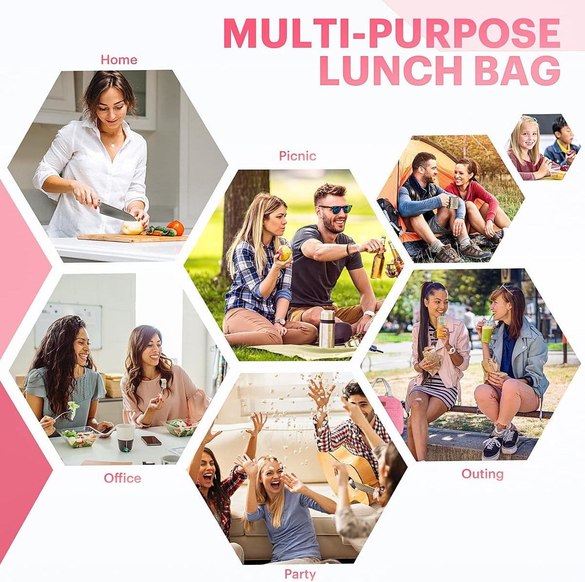 Lunch Bag for Women & Men Adult Insulated Lunch Box, Small Leakproof Cooler Food Lunch Containers Reusable High Capacity Lunch Tote Bags for Work, Travel, Outdoor (Grey)