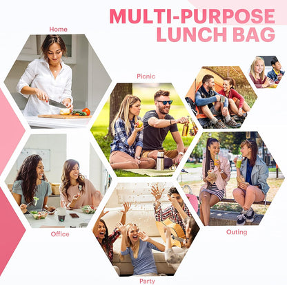Lunch Bag for Women & Men Adult Insulated Lunch Box, Small Leakproof Cooler Food Lunch Containers Reusable High Capacity Lunch Tote Bags for Work, Travel, Outdoor (Grey)