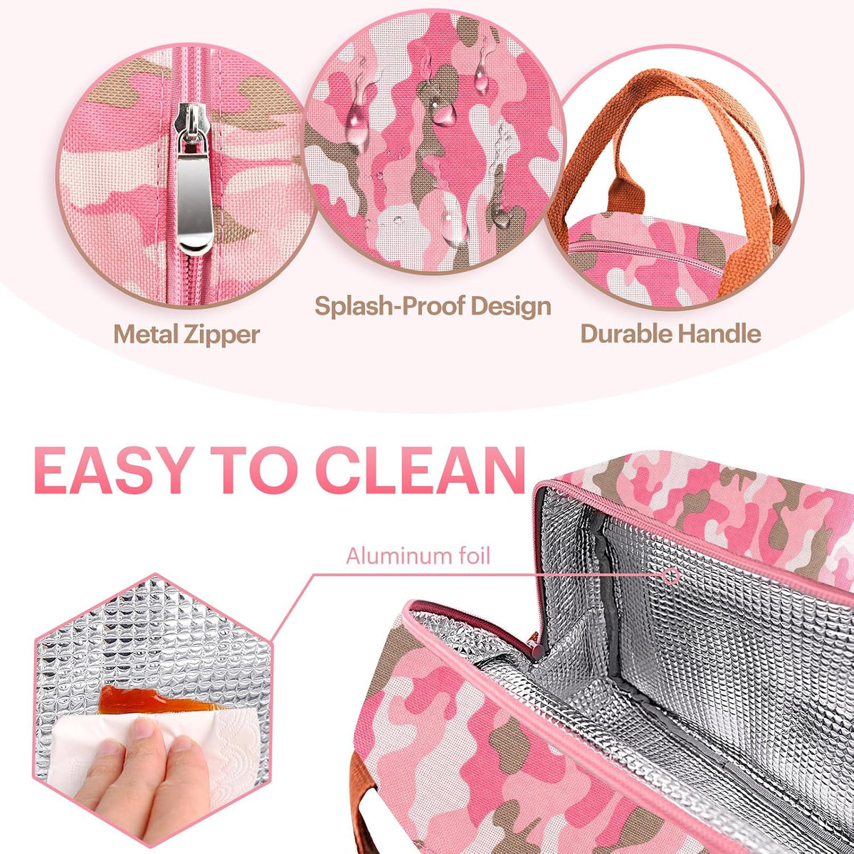 Lunch Bag for Women & Men Adult Insulated Lunch Box, Small Leakproof Cooler Food Lunch Containers Reusable High Capacity Lunch Tote Bags for Work, Travel, Outdoor (Grey)