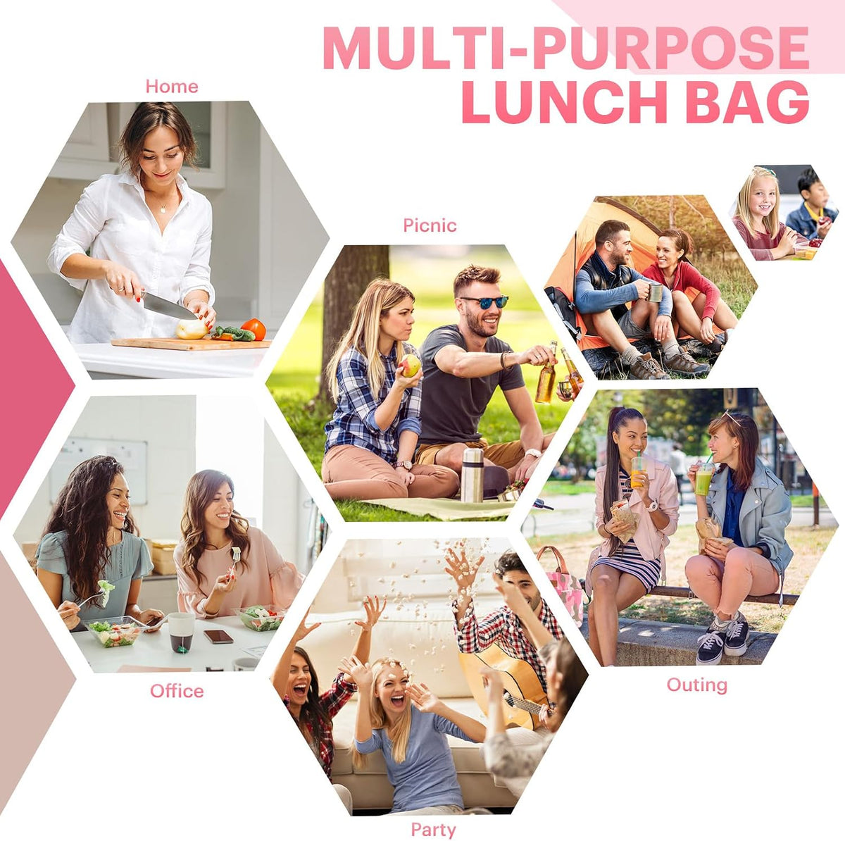 Lunch Bag for Women & Men Adult Insulated Lunch Box, Small Leakproof Cooler Food Lunch Containers Reusable High Capacity Lunch Tote Bags for Work, Travel, Outdoor (Grey)