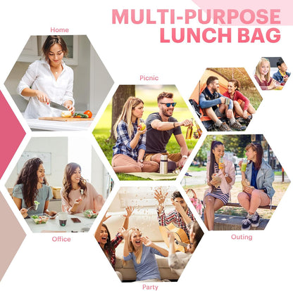 Lunch Bag for Women & Men Adult Insulated Lunch Box, Small Leakproof Cooler Food Lunch Containers Reusable High Capacity Lunch Tote Bags for Work, Travel, Outdoor (Grey)