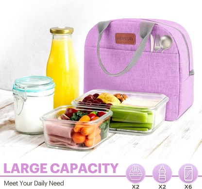 Lunch Bag for Women & Men Adult Insulated Lunch Box, Small Leakproof Cooler Food Lunch Containers Reusable High Capacity Lunch Tote Bags for Work, Travel, Outdoor (Grey)