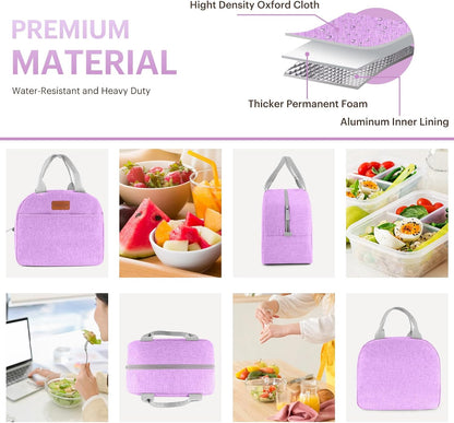 Lunch Bag for Women & Men Adult Insulated Lunch Box, Small Leakproof Cooler Food Lunch Containers Reusable High Capacity Lunch Tote Bags for Work, Travel, Outdoor (Grey)
