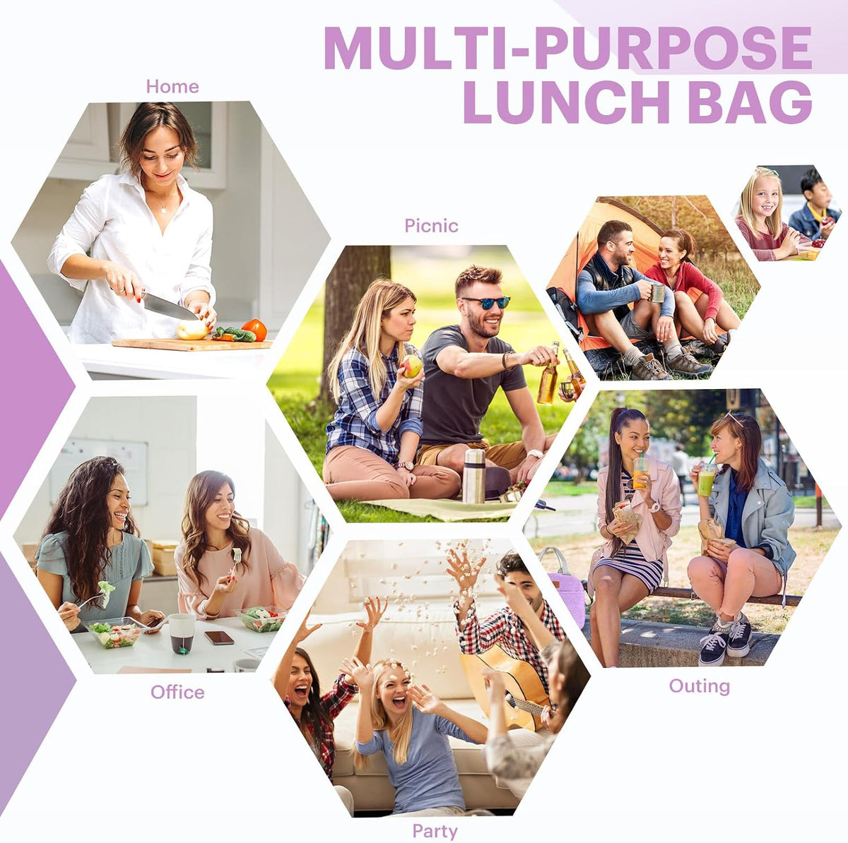 Lunch Bag for Women & Men Adult Insulated Lunch Box, Small Leakproof Cooler Food Lunch Containers Reusable High Capacity Lunch Tote Bags for Work, Travel, Outdoor (Grey)