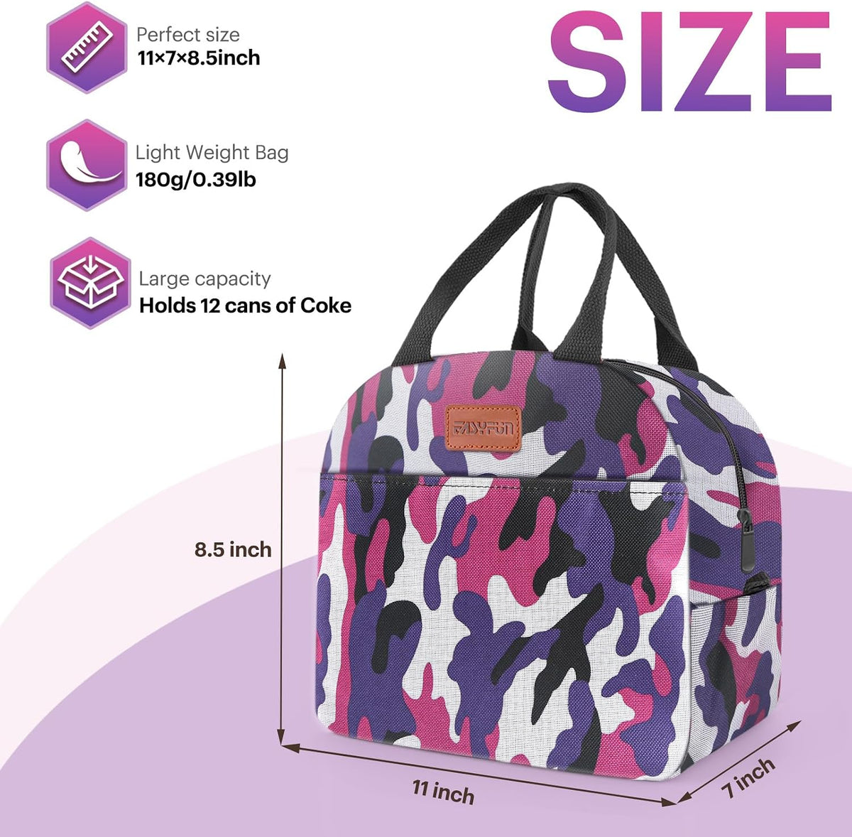 Lunch Bag for Women & Men Adult Insulated Lunch Box, Small Leakproof Cooler Food Lunch Containers Reusable High Capacity Lunch Tote Bags for Work, Travel, Outdoor (Grey)