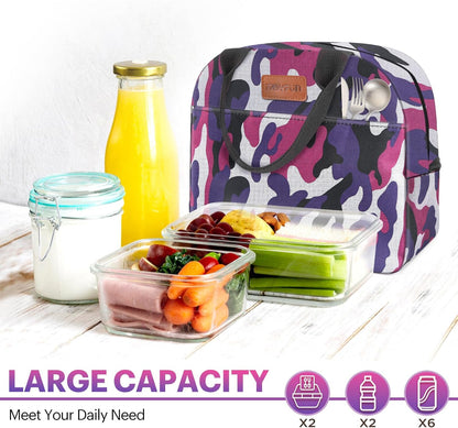 Lunch Bag for Women & Men Adult Insulated Lunch Box, Small Leakproof Cooler Food Lunch Containers Reusable High Capacity Lunch Tote Bags for Work, Travel, Outdoor (Grey)