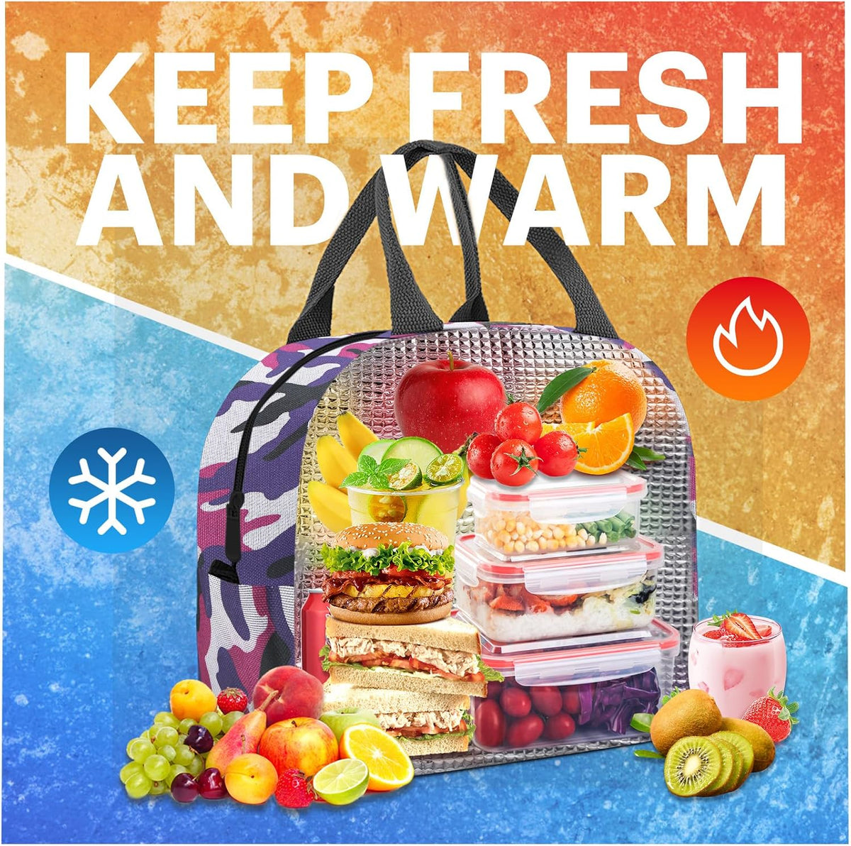 Lunch Bag for Women & Men Adult Insulated Lunch Box, Small Leakproof Cooler Food Lunch Containers Reusable High Capacity Lunch Tote Bags for Work, Travel, Outdoor (Grey)