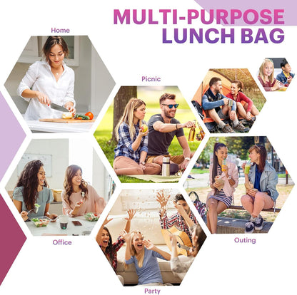 Lunch Bag for Women & Men Adult Insulated Lunch Box, Small Leakproof Cooler Food Lunch Containers Reusable High Capacity Lunch Tote Bags for Work, Travel, Outdoor (Grey)