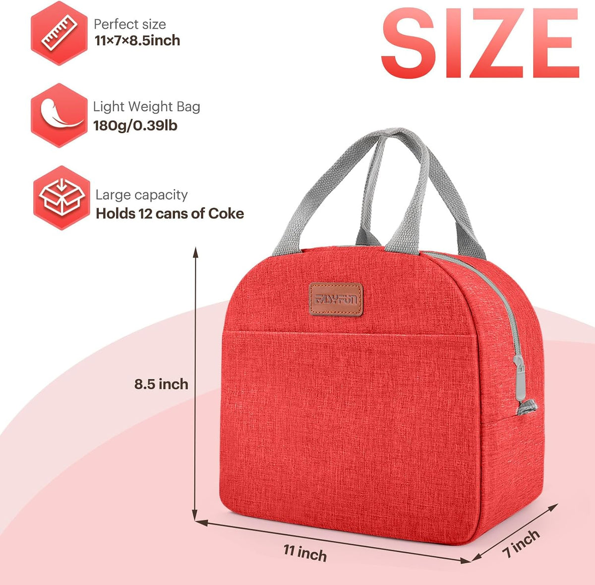 Lunch Bag for Women & Men Adult Insulated Lunch Box, Small Leakproof Cooler Food Lunch Containers Reusable High Capacity Lunch Tote Bags for Work, Travel, Outdoor (Grey)