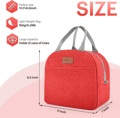 Lunch Bag for Women & Men Adult Insulated Lunch Box, Small Leakproof Cooler Food Lunch Containers Reusable High Capacity Lunch Tote Bags for Work, Travel, Outdoor (Grey)