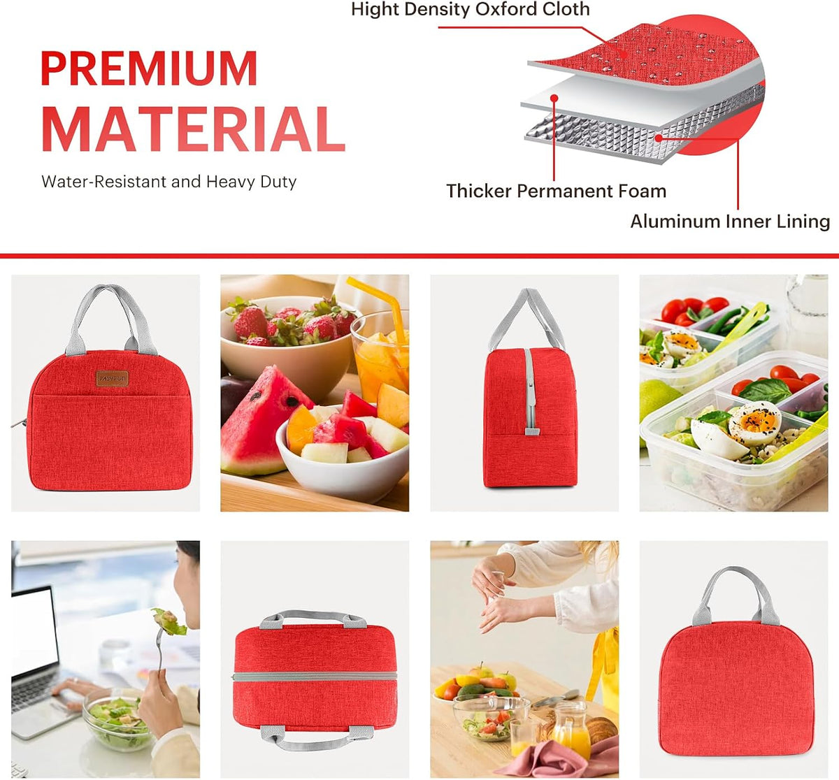 Lunch Bag for Women & Men Adult Insulated Lunch Box, Small Leakproof Cooler Food Lunch Containers Reusable High Capacity Lunch Tote Bags for Work, Travel, Outdoor (Grey)