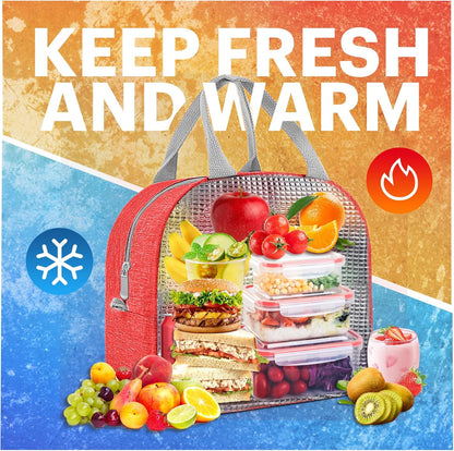 Lunch Bag for Women & Men Adult Insulated Lunch Box, Small Leakproof Cooler Food Lunch Containers Reusable High Capacity Lunch Tote Bags for Work, Travel, Outdoor (Grey)