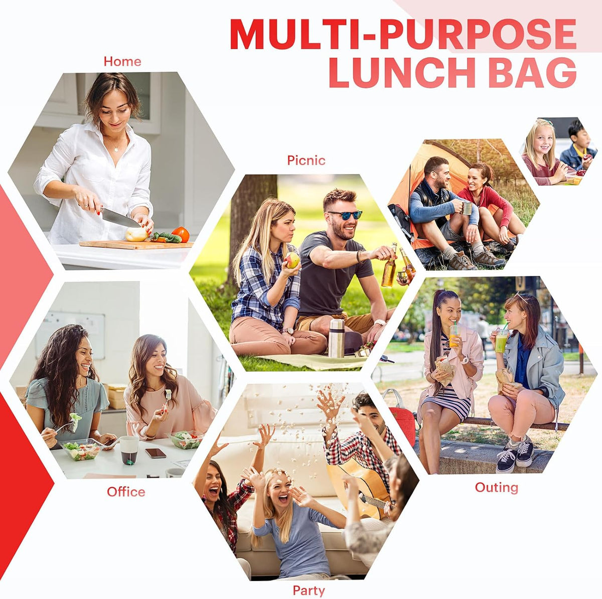 Lunch Bag for Women & Men Adult Insulated Lunch Box, Small Leakproof Cooler Food Lunch Containers Reusable High Capacity Lunch Tote Bags for Work, Travel, Outdoor (Grey)