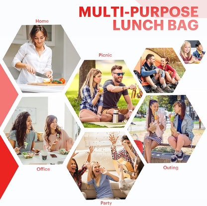 Lunch Bag for Women & Men Adult Insulated Lunch Box, Small Leakproof Cooler Food Lunch Containers Reusable High Capacity Lunch Tote Bags for Work, Travel, Outdoor (Grey)